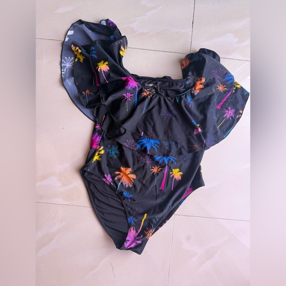 Infamous Swim Colorful Floral Swimsuit palm trees stamped size XL - Picture 11 of 16